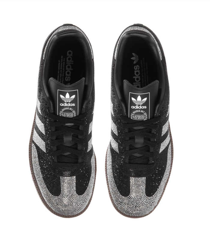Adidas Black & Silver Rhinestone-Style Low-Top Sneakers