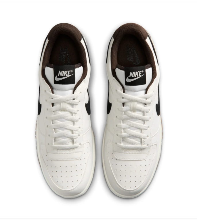 Nike White & Black Low-Top Sneakers with Brown Accents & Gum Sole