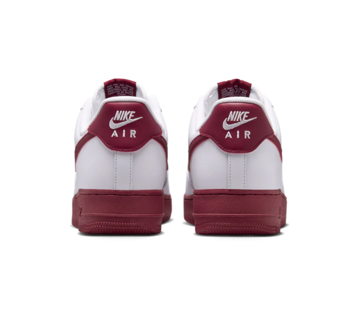 Nike Air Force 1 White & Burgundy Low-Top Sneakers