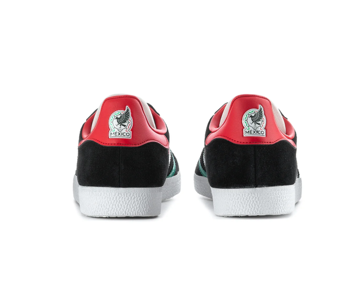 Adidas Gazelle Black Sneakers with Green, White & Red Stripes