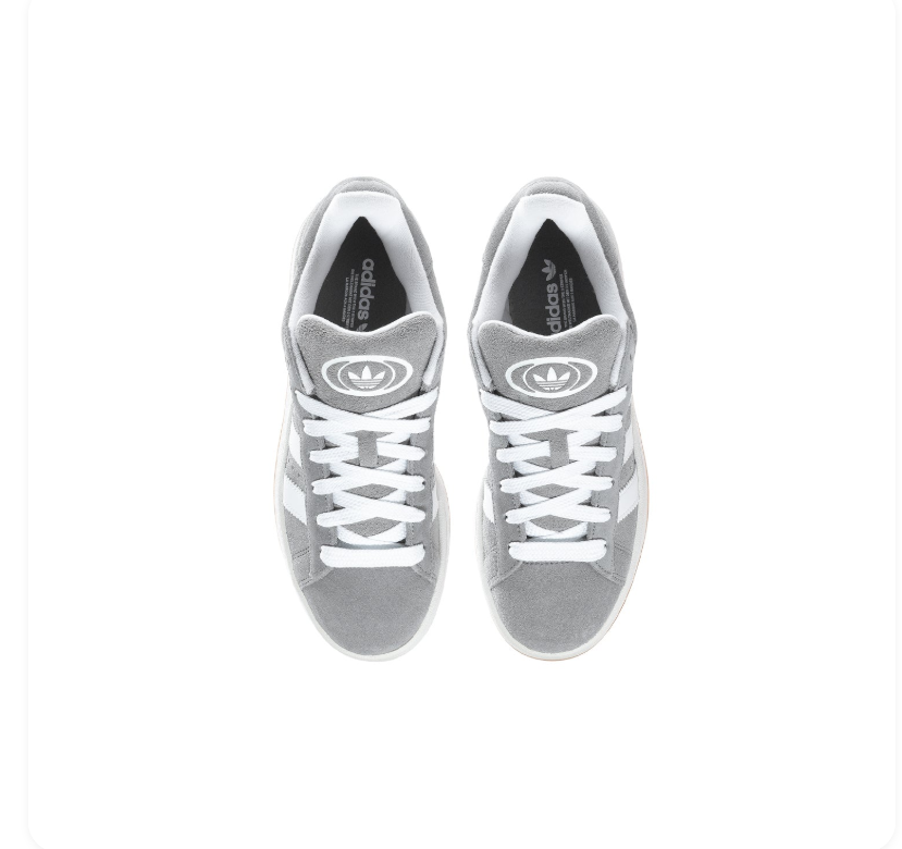Adidas Campus Grey & White Sneakers with Gum Outsole