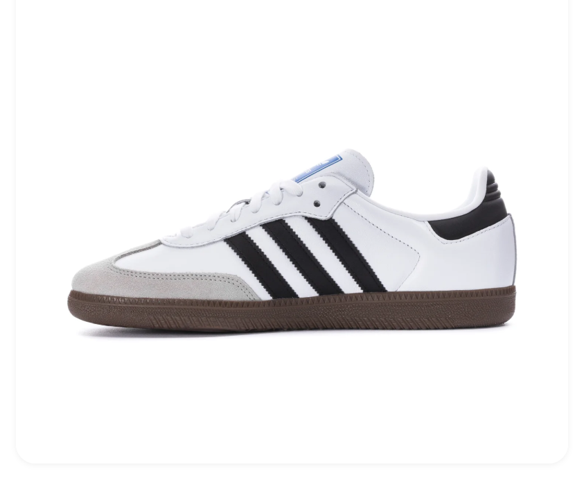 Adidas Samba White & Black Sneakers with Grey T-Toe