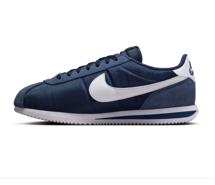 Nike Cortez Navy & White Sneakers with Blue Suede-Like Overlays