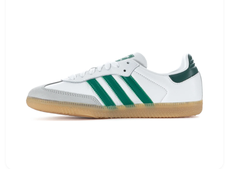 Adidas Samba White & Green Gum-Sole Sneakers
