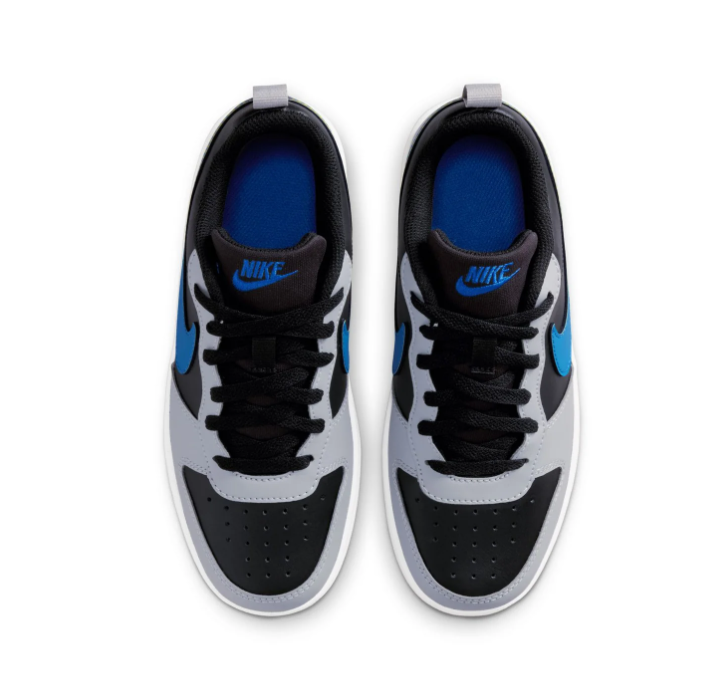 Nike Black & Grey Low-Top Sneakers with Blue-to-Yellow Gradient Swoosh