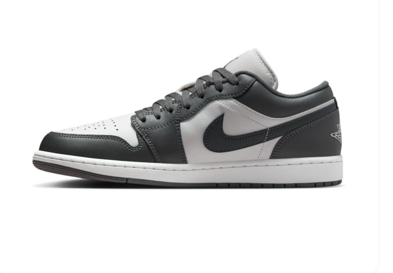 Air Jordan 1 Low Charcoal Grey & White Sneakers