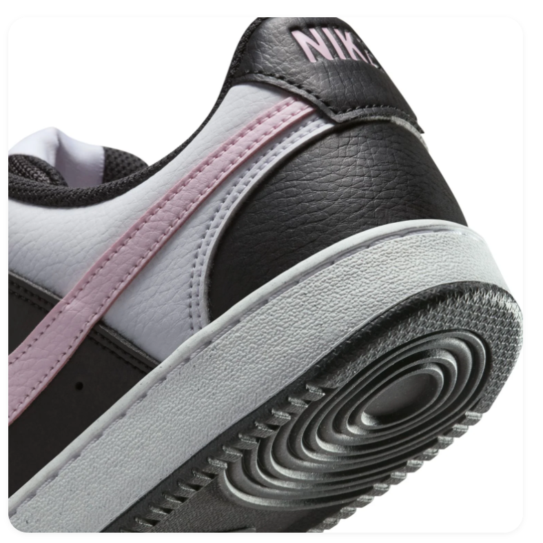 Nike Black & White Low-Top Sneakers with Pale Pink Swoosh