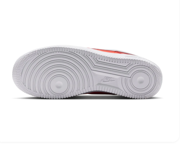 Nike Air Force 1 Red & White Low-Top Sneakers with Glossy Panels