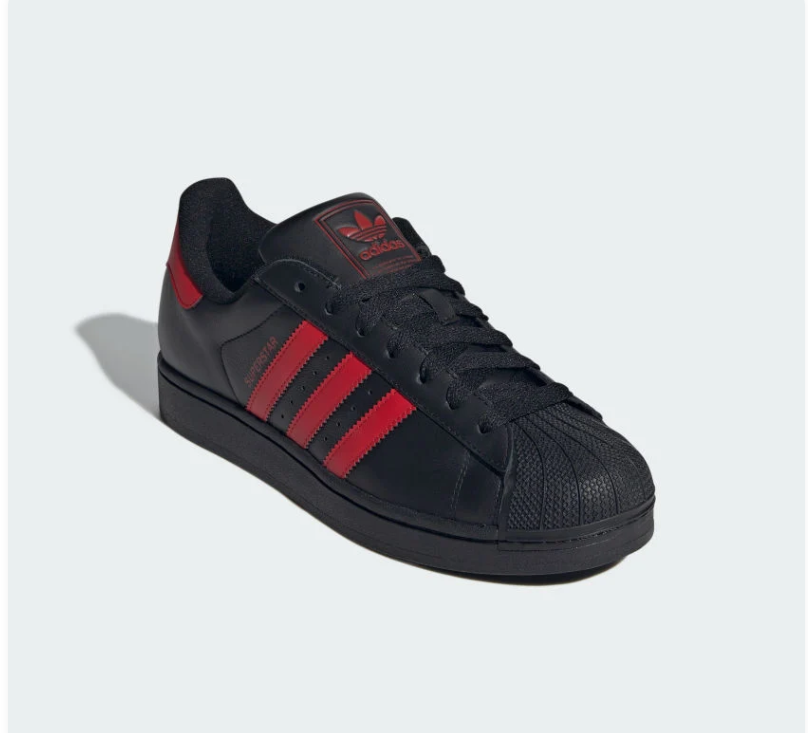 Adidas Superstar Black & Red Shell-Toe Sneakers