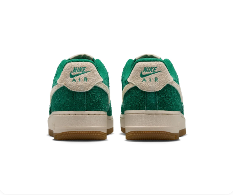 Nike Air Force 1 Green & Cream Gum-Sole Sneakers with Yellow Laces
