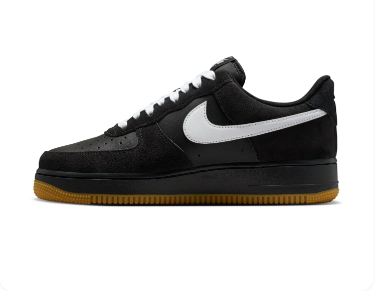 Nike Air Force 1 Black & White Gum-Sole Sneakers