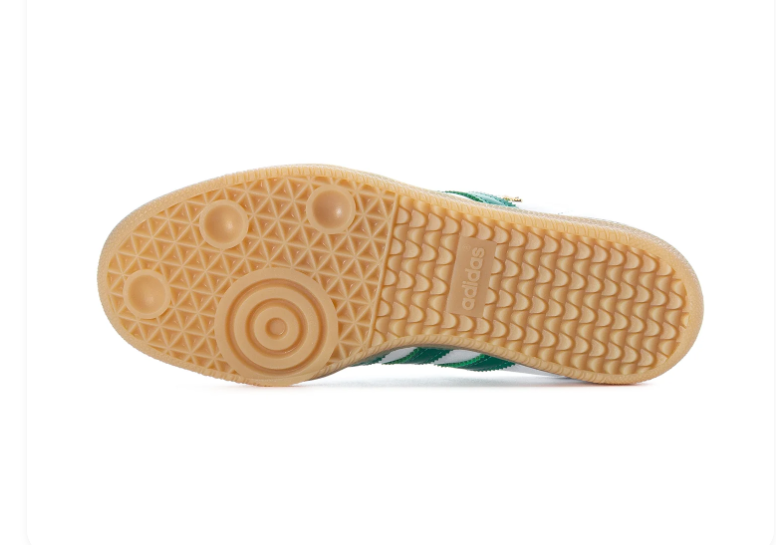 Adidas Samba White & Green Gum-Sole Sneakers