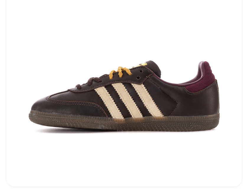 Adidas Samba Dark Brown & Cream Sneakers with Burgundy Accents