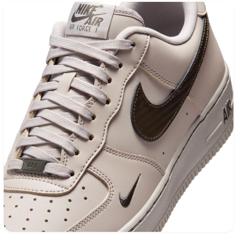 Nike Air Force 1 Beige & Dark Brown Low-Top Sneakers