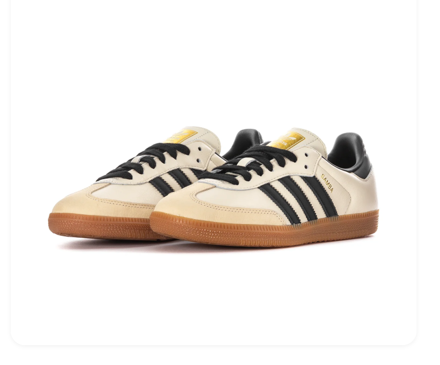 Adidas Samba Cream & Black Gum-Sole Sneakers