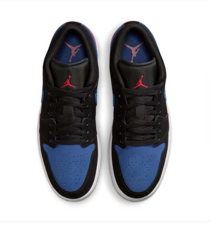 Air Jordan 1 Low Black, Blue & Red Sneakers