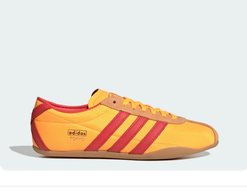 Adidas Golden Yellow & Red Low-Profile Sneakers with Tan Sole