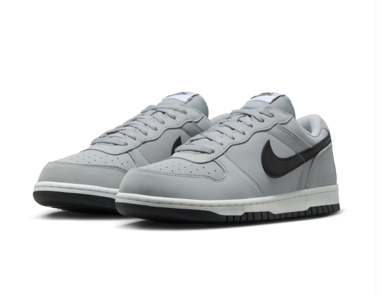 Nike Grey & Black Low-Top Sneakers with Oversized Heel Branding