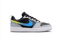 Nike Black & Grey Low-Top Sneakers with Blue-to-Yellow Gradient Swoosh