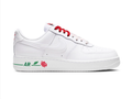 Nike Air Force 1 White Sneakers with Red Rose & Green Accents