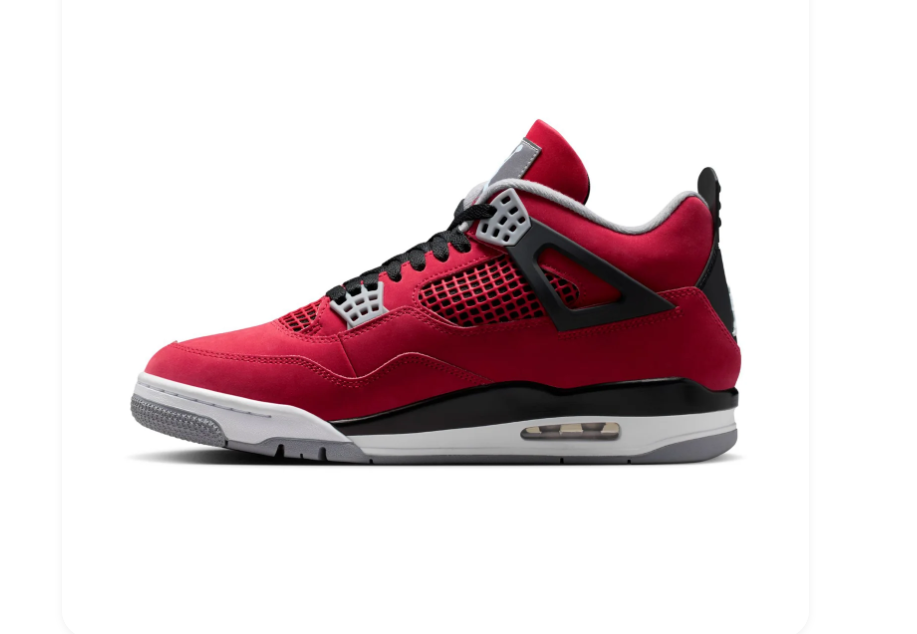 Air Jordan 4 Red & Black Sneakers with Grey Accents