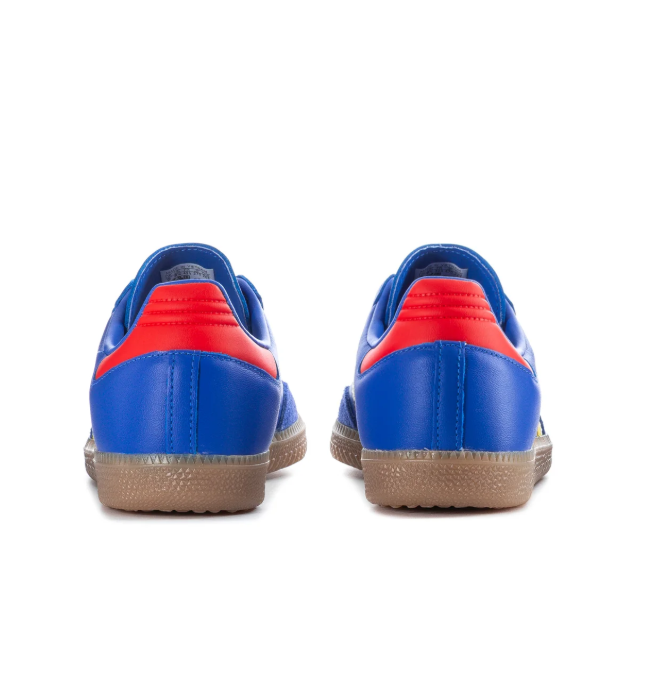 Adidas Samba Royal Blue & Yellow Gum-Sole Sneakers with Red Laces