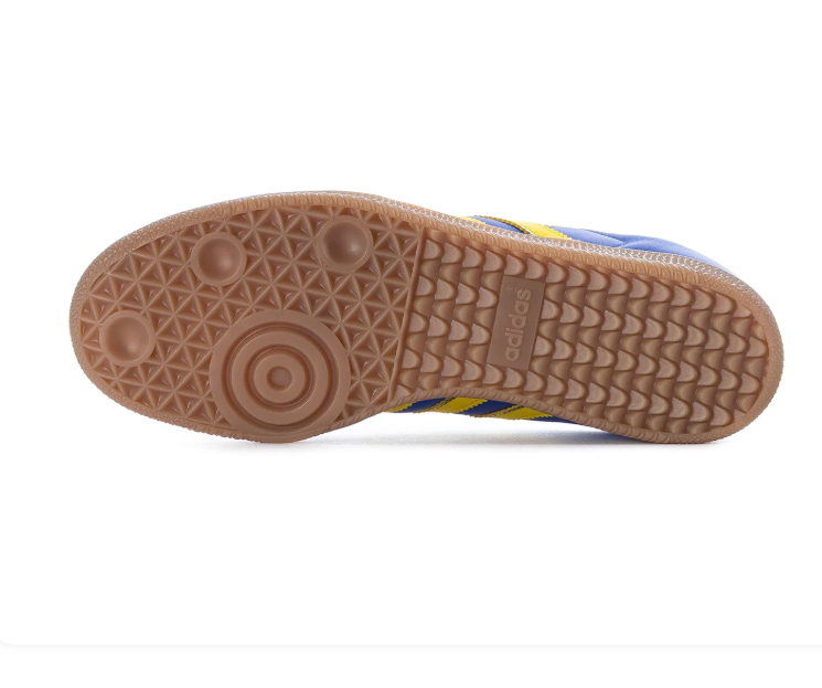 Adidas Samba Royal Blue & Yellow Gum-Sole Sneakers with Red Laces