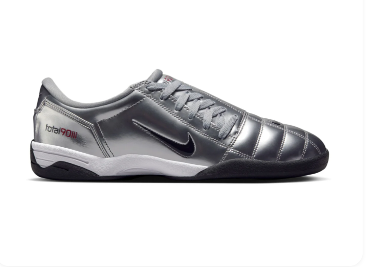 Nike Total 90 III Metallic Silver Sneakers with Red Accents
