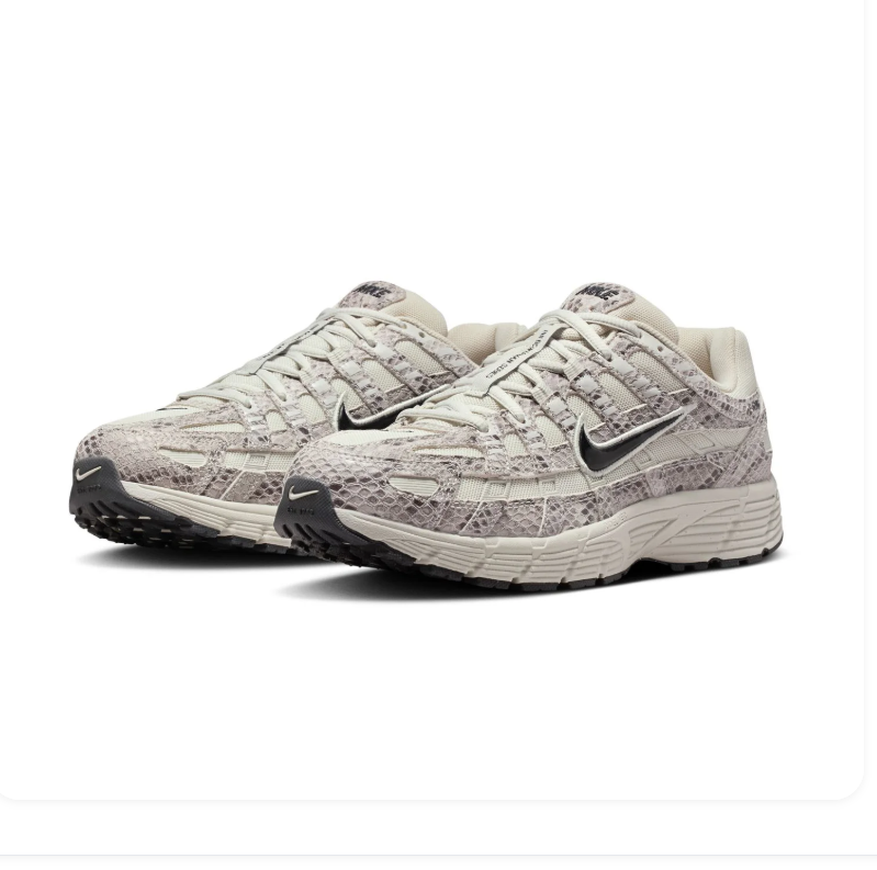 Nike P-6000 Cream & Grey Snakeskin-Print Sneakers