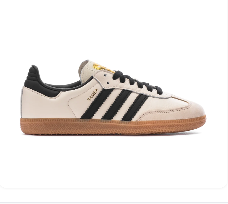 Adidas Samba Cream & Black Gum-Sole Sneakers