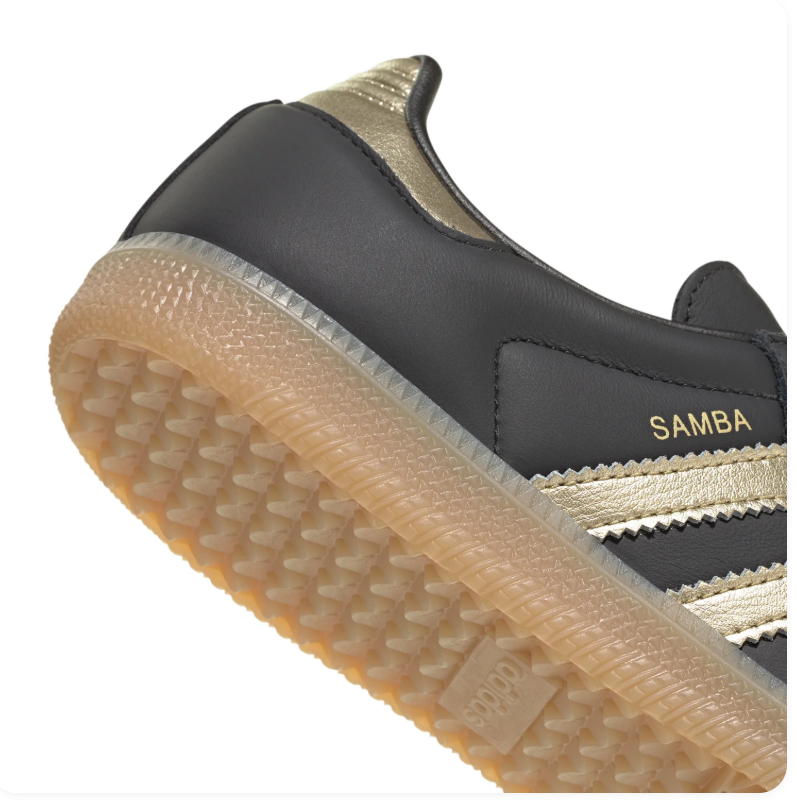 Adidas Samba Black & Metallic Gold Gum-Sole Sneakers