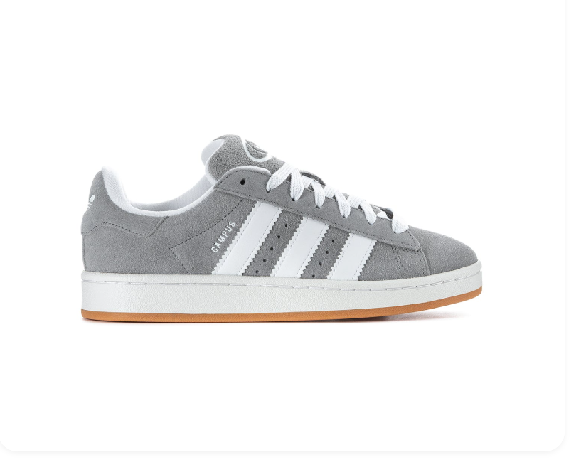 Adidas Campus Grey & White Sneakers with Gum Outsole