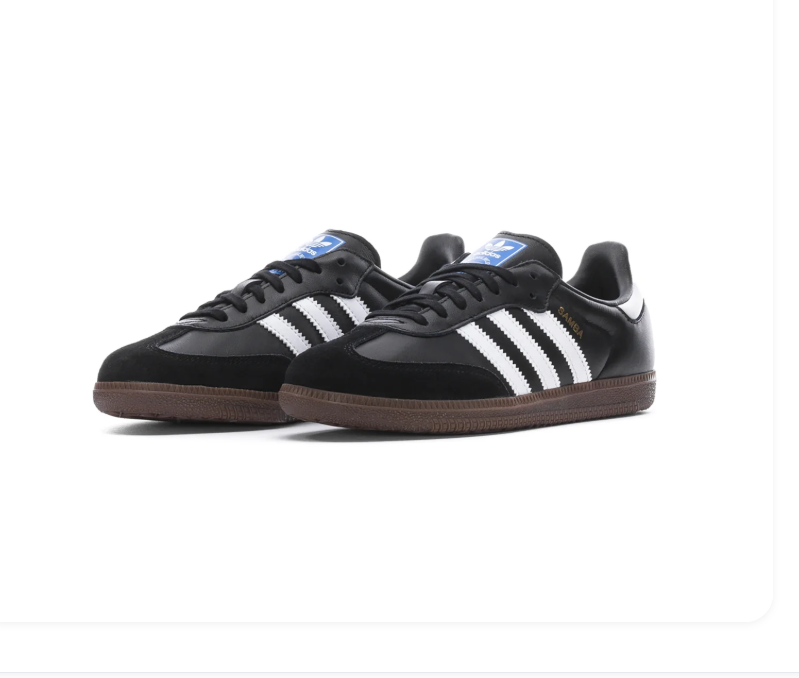 Adidas Samba Black & White Sneakers with Dark Brown Sole
