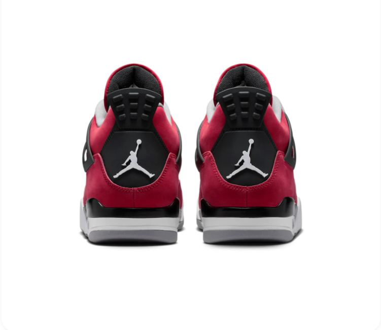 Air Jordan 4 Red & Black Sneakers with Grey Accents