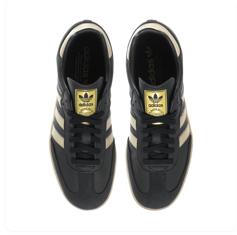 Adidas Samba Black & Metallic Gold Gum-Sole Sneakers