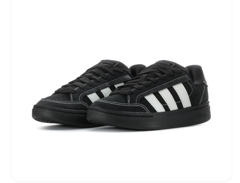 Adidas Black & White Low-Top Sneakers with Contrast Stitching