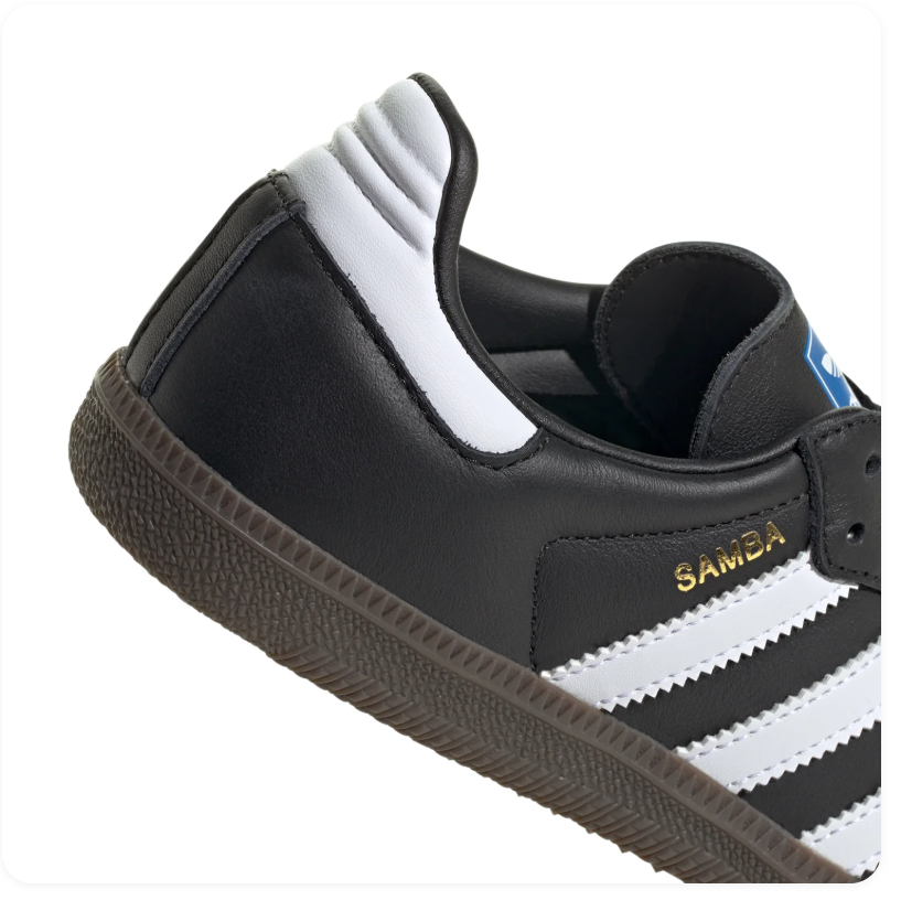 Adidas Samba Black & White Sneakers with Dark Brown Sole