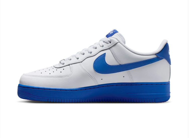 Nike Air Force 1 White & Royal Blue Low-Top Sneakers