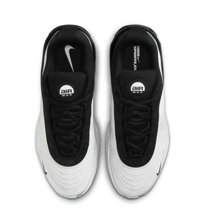 Nike Air Max Black & White Mesh Sneakers with Wave Detailing