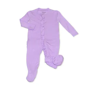 Bamboo Ruffle Footies with Two Way Zipper (Lavender Bloom)
