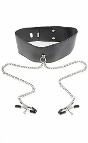 Fetish Fantasy Series Collar and Clamp Set - Black