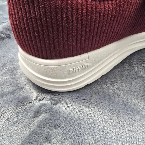 FitVille EasyTop Diabetic Slippers Women's 8.5EW Burgundy Wide Fit New