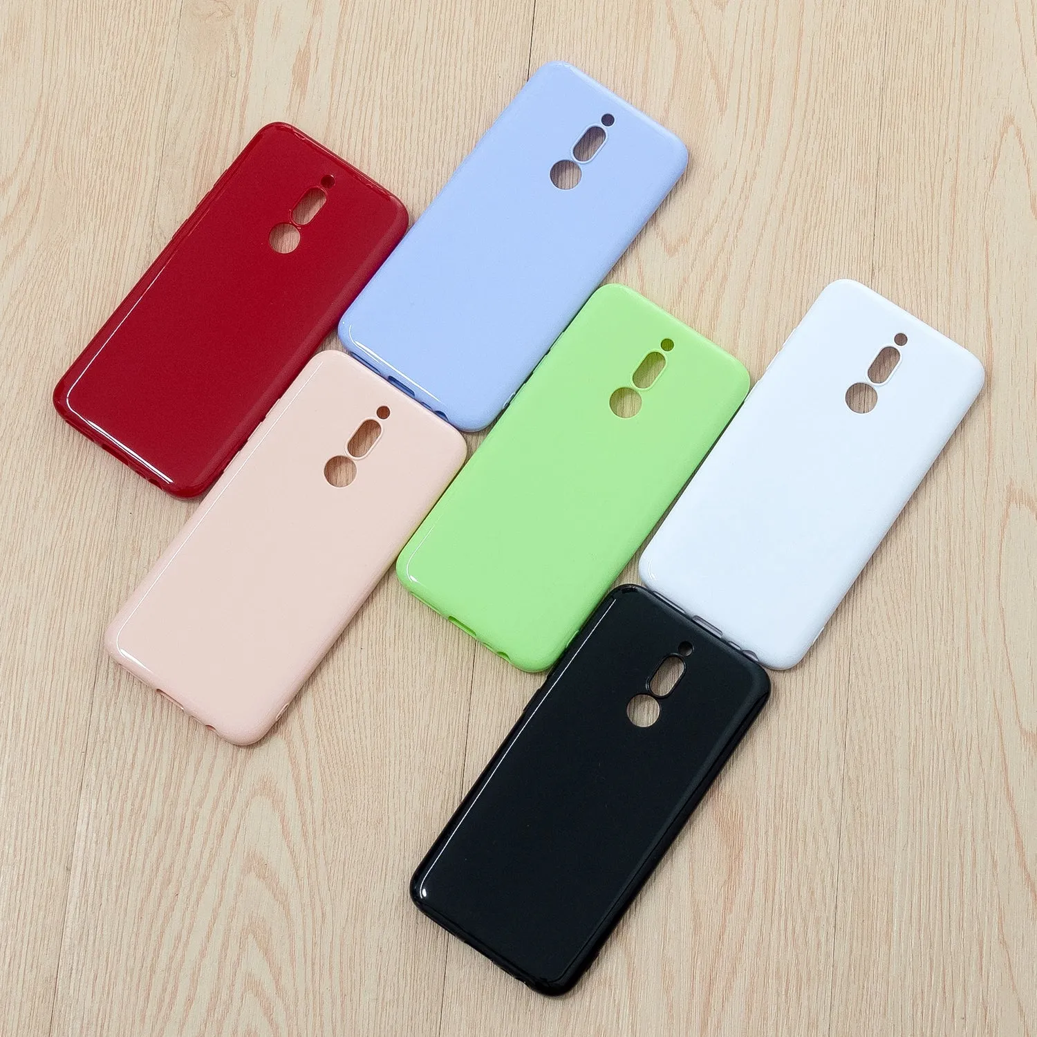 For Redmi 8 / Redmi 8A Cellphone Cover Glossy TPU Phone Case Defender Full Body Protection Smartphone Shell Bright black