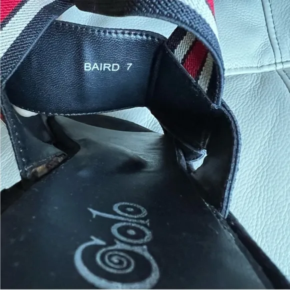 Golo Baird Elastic Strap Platform Sandal Sz 7 Black Red White Chunky Striped