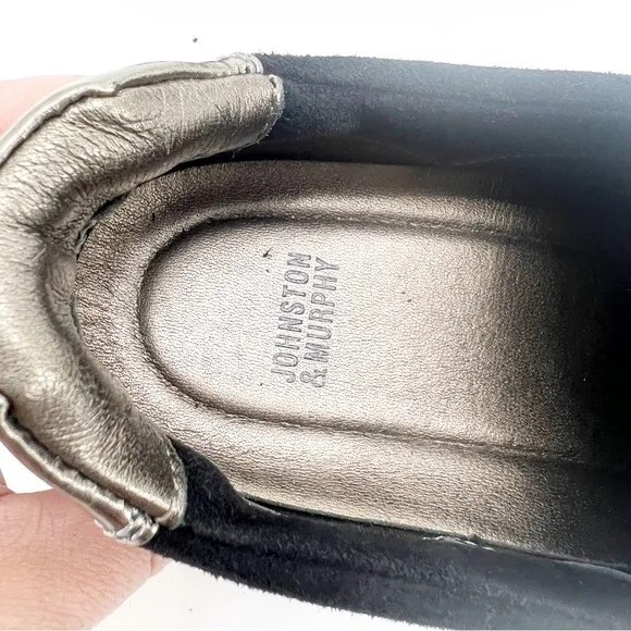 Johnston &amp; Murphy Jody Black Suede Stretch Slip On Sneaker, Size 7