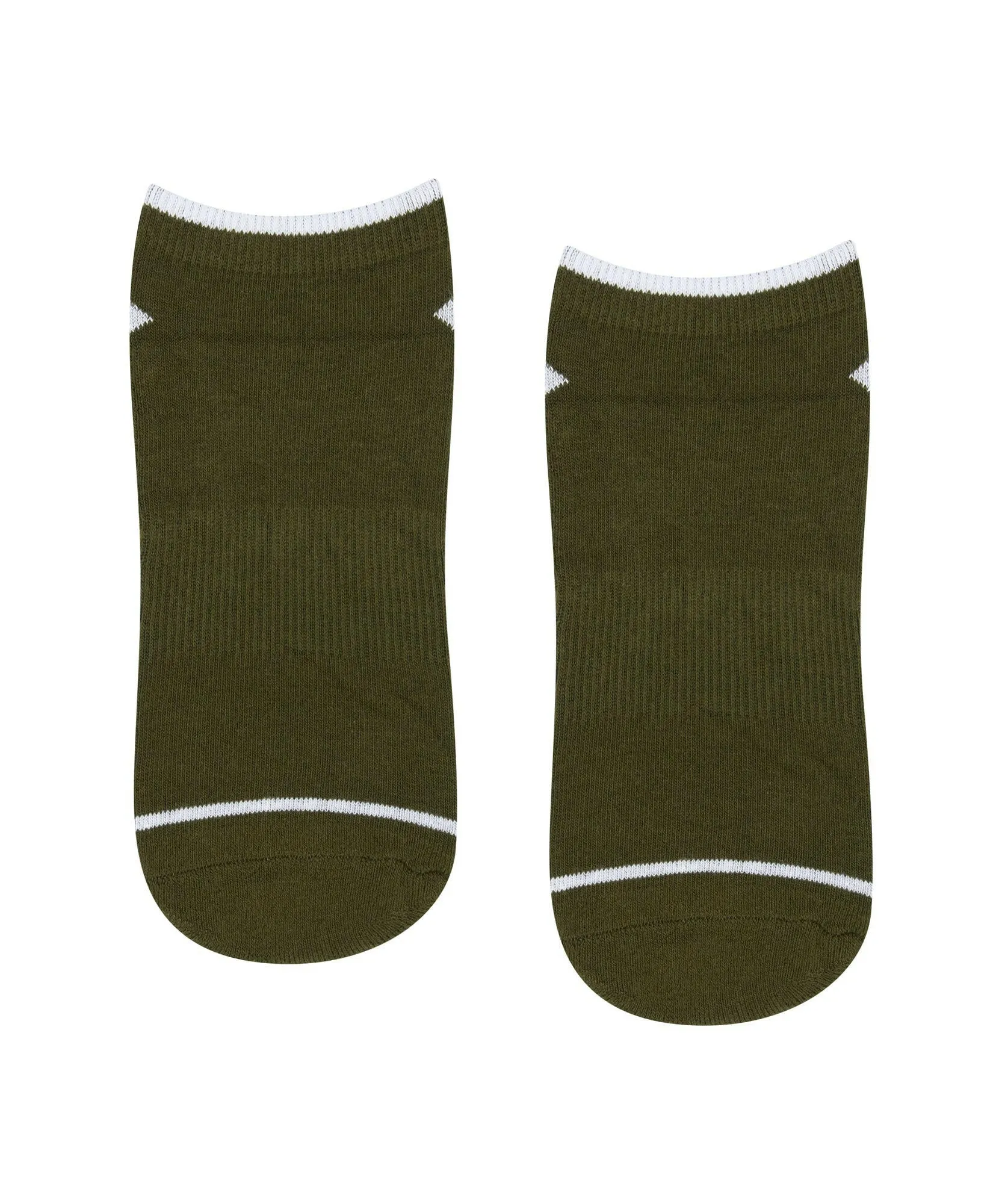 Men's Classic Low Rise Grip Socks - Khaki Stripe