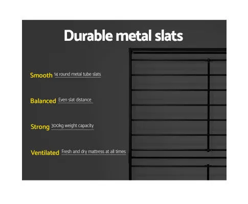 Metal Bed Frame Double Size Platform Foundation Mattress Base SOL Black