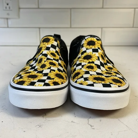 MISSY VANS ASHER CHECKER SKATE SHOES Sunflower print MISSY Size 4.5