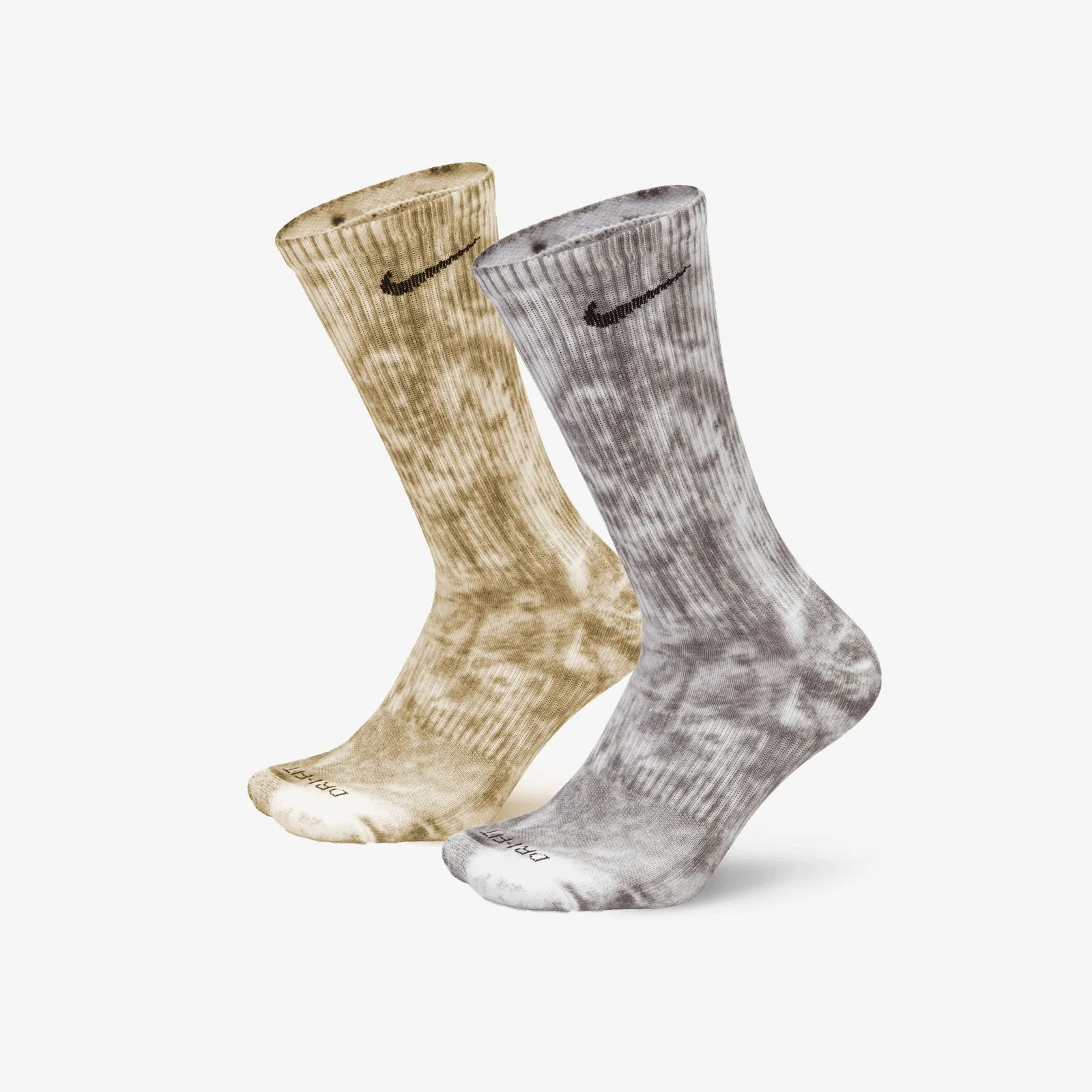 Nike Everyday Plus Cushioned Tie Dye Crew Socks (2 Pairs) - Natural/Carbon