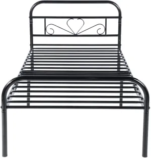 Solid Metal Twin Bed, Bed Frame with heart Design & ample storage space underneath in Black! Very sturdy & strong Bed Frame! Great for adults or Kids! Retails $189 W/tax!